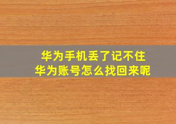 华为手机丢了记不住华为账号怎么找回来呢