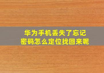 华为手机丢失了忘记密码怎么定位找回来呢