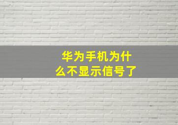 华为手机为什么不显示信号了