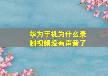 华为手机为什么录制视频没有声音了