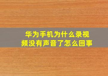 华为手机为什么录视频没有声音了怎么回事