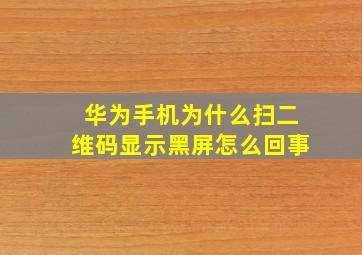 华为手机为什么扫二维码显示黑屏怎么回事