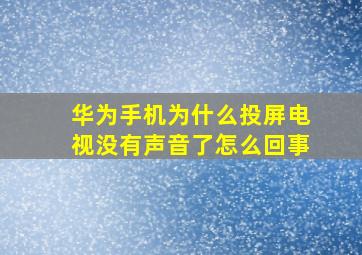 华为手机为什么投屏电视没有声音了怎么回事