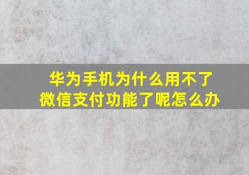 华为手机为什么用不了微信支付功能了呢怎么办