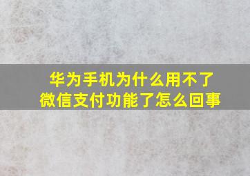 华为手机为什么用不了微信支付功能了怎么回事