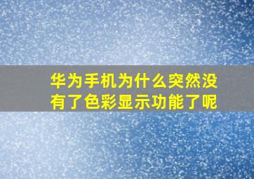 华为手机为什么突然没有了色彩显示功能了呢