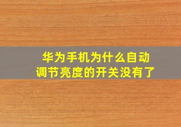 华为手机为什么自动调节亮度的开关没有了