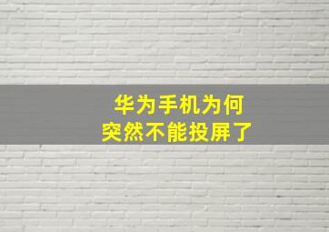 华为手机为何突然不能投屏了