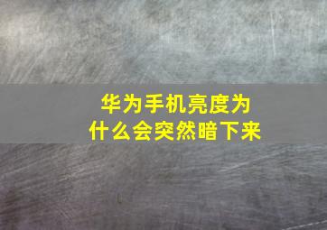 华为手机亮度为什么会突然暗下来