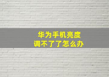 华为手机亮度调不了了怎么办