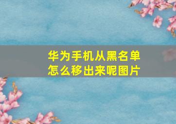 华为手机从黑名单怎么移出来呢图片