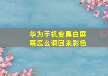 华为手机变黑白屏幕怎么调回来彩色