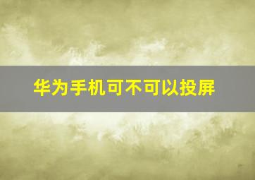 华为手机可不可以投屏