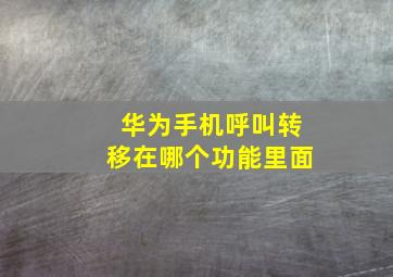 华为手机呼叫转移在哪个功能里面