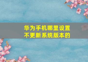 华为手机哪里设置不更新系统版本的