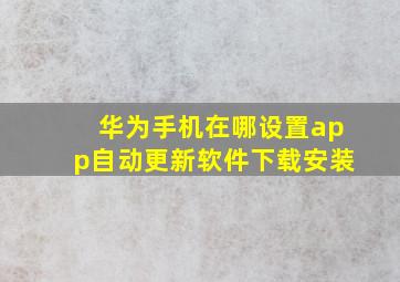 华为手机在哪设置app自动更新软件下载安装