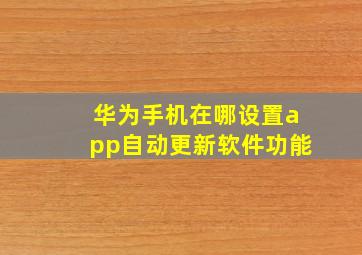 华为手机在哪设置app自动更新软件功能