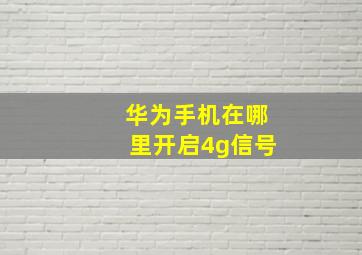 华为手机在哪里开启4g信号