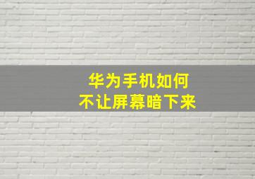 华为手机如何不让屏幕暗下来