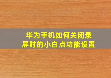 华为手机如何关闭录屏时的小白点功能设置