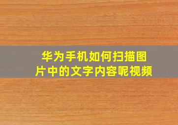 华为手机如何扫描图片中的文字内容呢视频