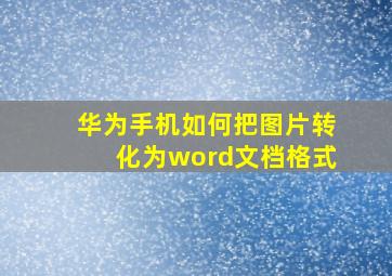 华为手机如何把图片转化为word文档格式