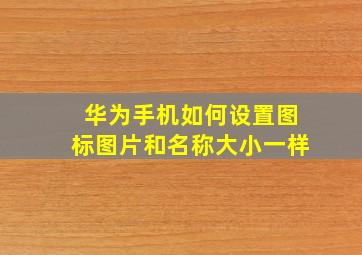 华为手机如何设置图标图片和名称大小一样