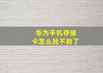 华为手机存储卡怎么找不到了