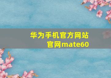 华为手机官方网站官网mate60