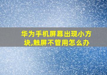 华为手机屏幕出现小方块,触屏不管用怎么办