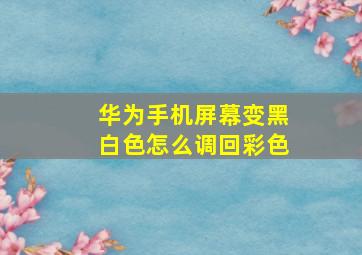 华为手机屏幕变黑白色怎么调回彩色