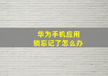 华为手机应用锁忘记了怎么办