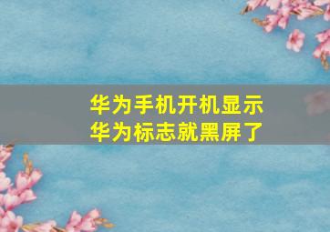 华为手机开机显示华为标志就黑屏了