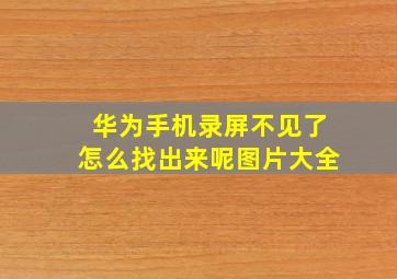 华为手机录屏不见了怎么找出来呢图片大全