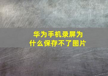 华为手机录屏为什么保存不了图片