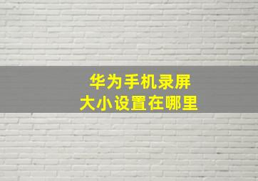 华为手机录屏大小设置在哪里