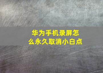 华为手机录屏怎么永久取消小白点