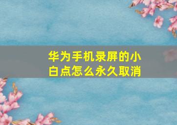 华为手机录屏的小白点怎么永久取消