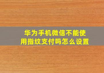 华为手机微信不能使用指纹支付吗怎么设置