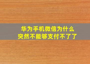 华为手机微信为什么突然不能够支付不了了