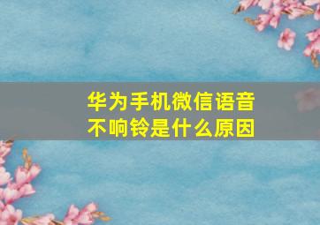 华为手机微信语音不响铃是什么原因