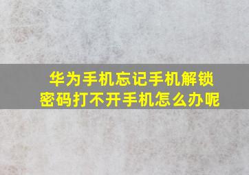 华为手机忘记手机解锁密码打不开手机怎么办呢