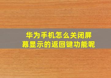 华为手机怎么关闭屏幕显示的返回键功能呢