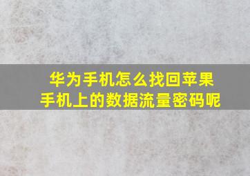 华为手机怎么找回苹果手机上的数据流量密码呢