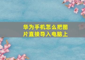 华为手机怎么把图片直接导入电脑上