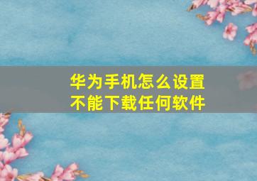 华为手机怎么设置不能下载任何软件