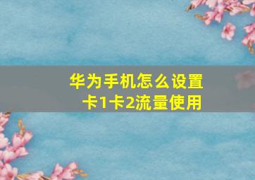 华为手机怎么设置卡1卡2流量使用