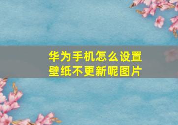 华为手机怎么设置壁纸不更新呢图片