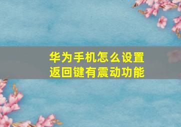 华为手机怎么设置返回键有震动功能