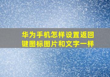 华为手机怎样设置返回键图标图片和文字一样